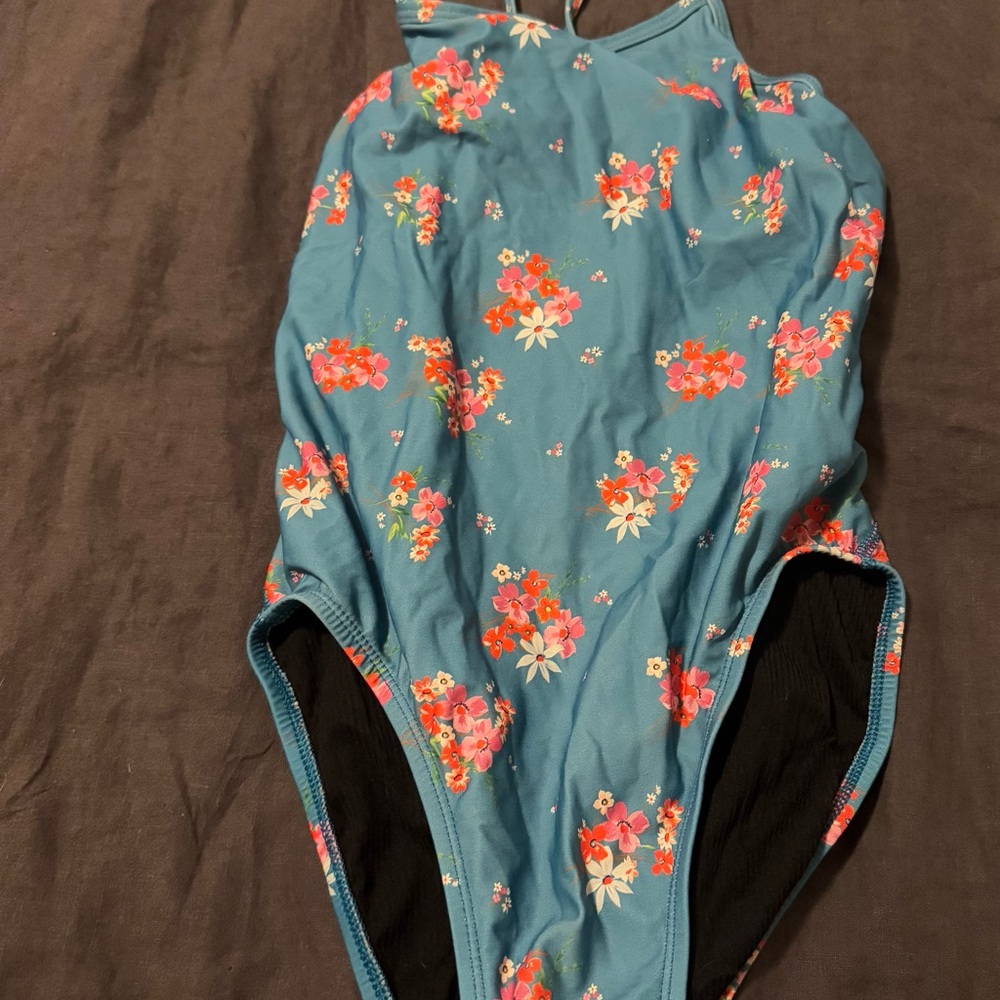 Jolyn Clothing Floral One Piece Swimsuit - Teal and Red